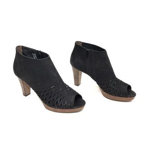 🌸Paul Green Black Laser Cut Nubuck Open Toe Booties🌸